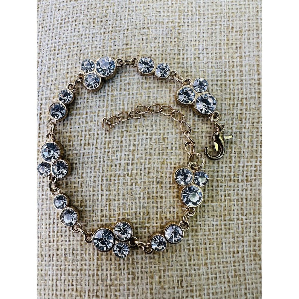 Rhinestone Gold Tone Sparkle‎ Bracelet 7"-8"